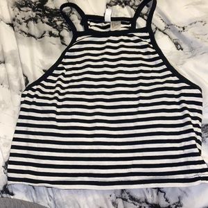 b&w striped cropped tank